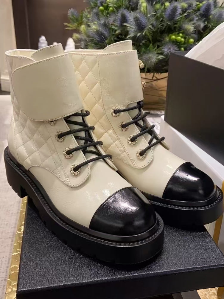 Shoes&sandals Boots Paris Autumn Winter Leather Martin Women&#039;s Cc Ankle Boots, Motorcycle Luxury High Welly