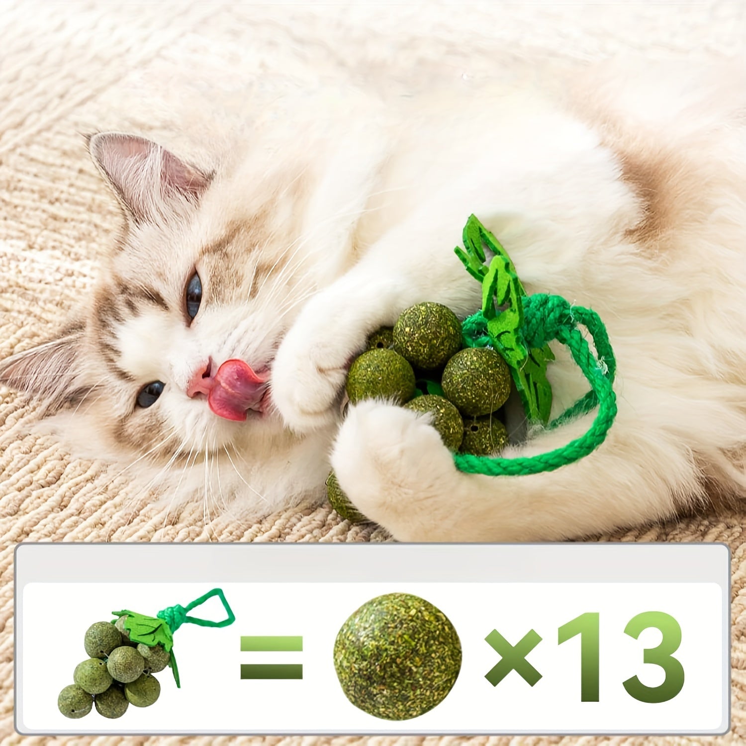 TEMU 13 Cat Toys Self-pleasuring Peppermint Ball Teething Stick Cat Grass Ball Ball Cat Stick Hanging Cage Hanging Cat Supplies