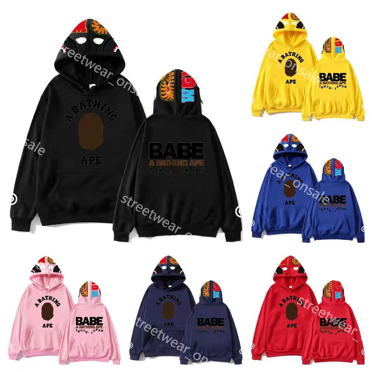 Bpe Designer Ape Hoodies for Men Babe Solid Color Shirts Streetwear Black Hoodie Boys Cool Fashion Couple Lovers Top Clothing D08