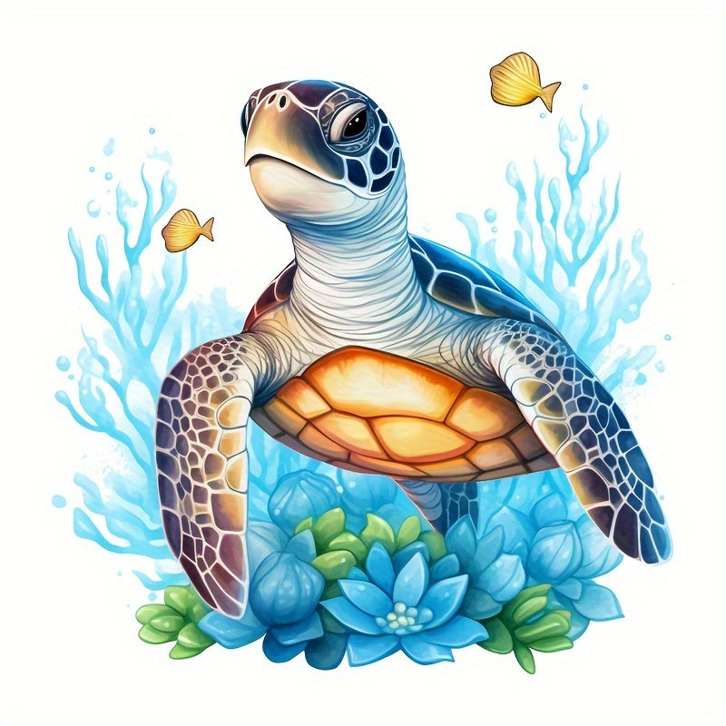 TEMU Sea Turtle Toilet Lid - Bathroom Decal With Green-blue-golden Turtles, Fish & Coral Design, Removable Plastic Marine Theme Stickers For Toilet,