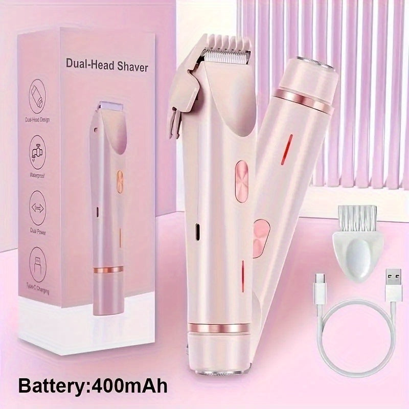 TEMU 2-in-1 Women's Electric Shaver - Versatile Wet And Dry Hair Removal For Bikini, Eyebrows, Face, Legs And Underarms - Pink Rechargeable Cordless