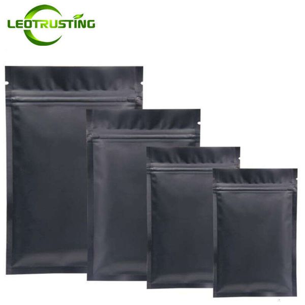 100Pcs Mysterious Matte Black Aluminum Foil Zip Lock Bag Resealable Herbal Powder Coffee Buttery Seeds Tea Spice Storage Pouches