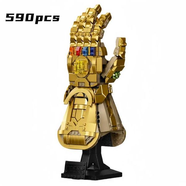 590pcs Infinity Gauntlet Glove Modelo MOC Bricks 76191s Com LED Blocos de construção de luzes Hero World Define adultos Toys Birthday Giftsc