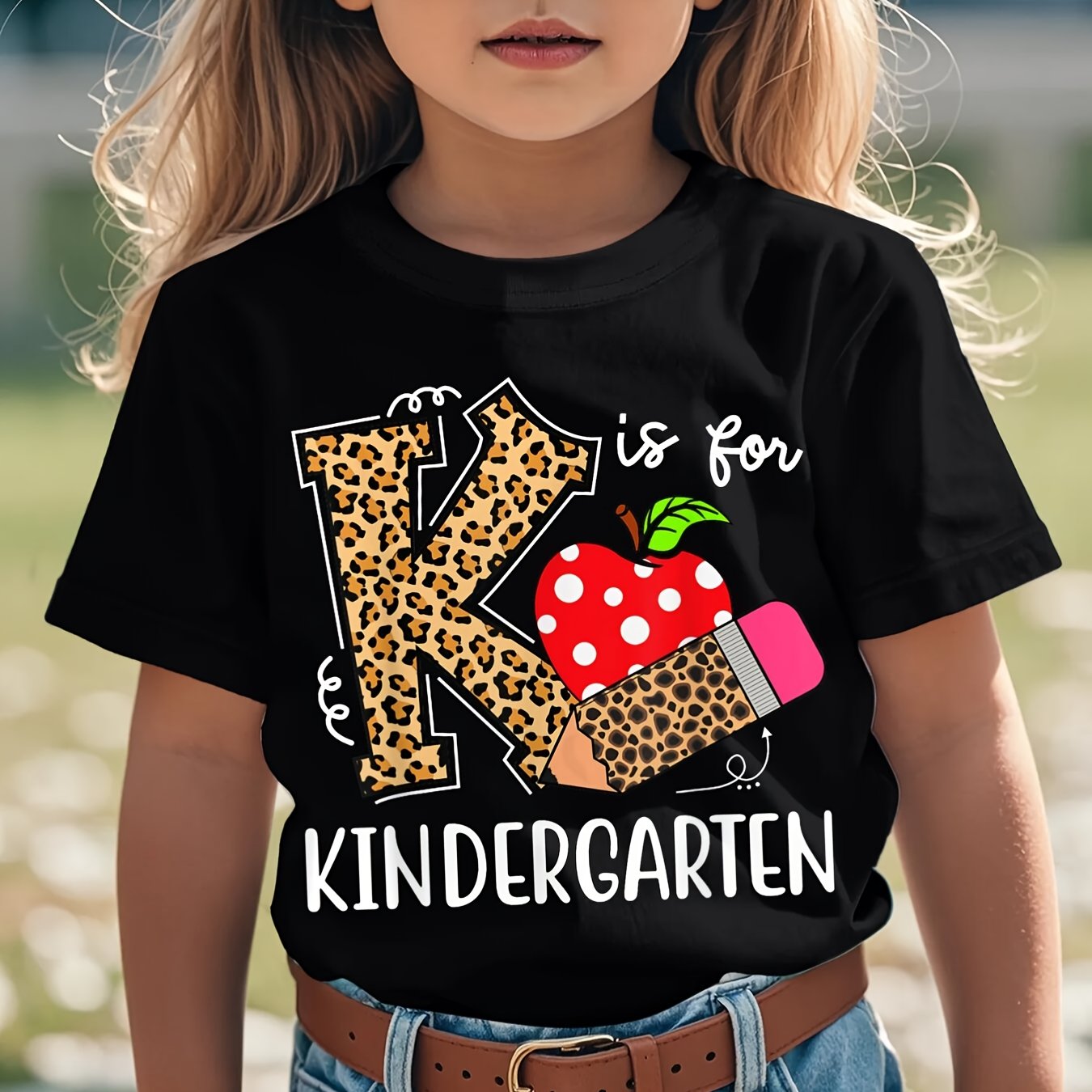 TEMU K Is For Kindergarten Teacher Leopard Back To School Kinder Funny Aesthetic Graphic Kid T-shirt Cute Kid T Shirts Trending Tops Tees For Kid100