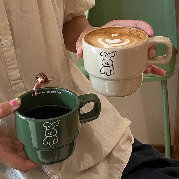 Cute Niche Cartoon Dog Coffee Cup Gentle Milk Coffee Fall And Winter Mug Ceramic Cup Couple Cup Gift Juice Cold DrinkwareC241221