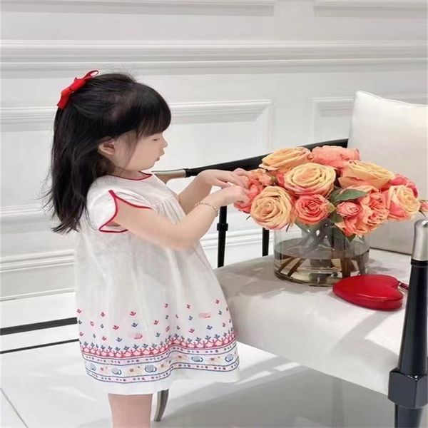 New childrens Spring & Summer Cotton One-piece-dress baby KIDS Girls classic clothing Embroidered Gowns Childrens School Dress Girl&#039;s S