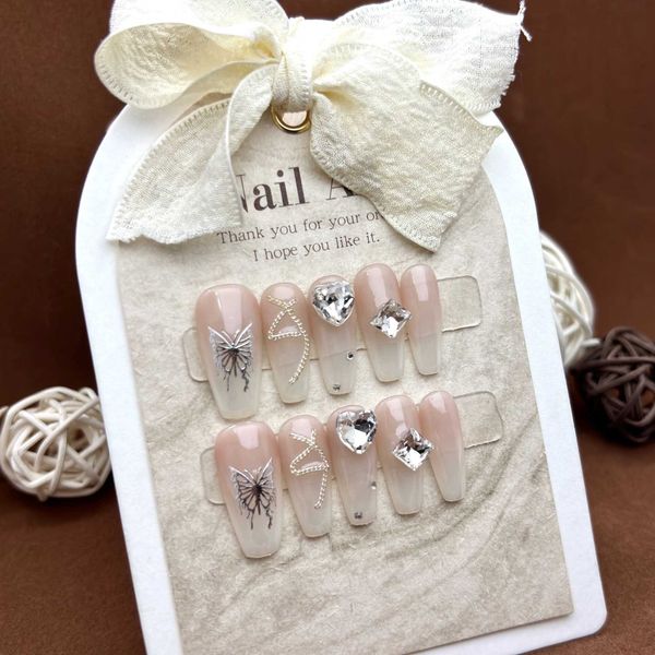 Colorful False Nails Chain handmade wearing nail patches explosive flashes pure desire wind long ladder net red light therapy nail patches