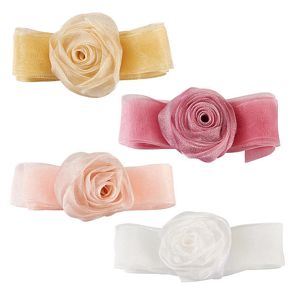 4Pcs 4Colors Cloth Rose Ribbon Chokers