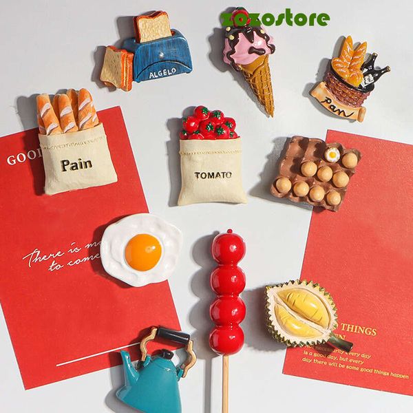 1Pc Simulation Food Fridge Magnet Refrigerator Magnetic Sticker Paste Photo Resin Tomato Egg Teapot Milk Home Kitchen Decor Gift