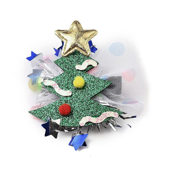 Tema natalizio glitter feltro tessuto coccodrillo fermaglio per capelli