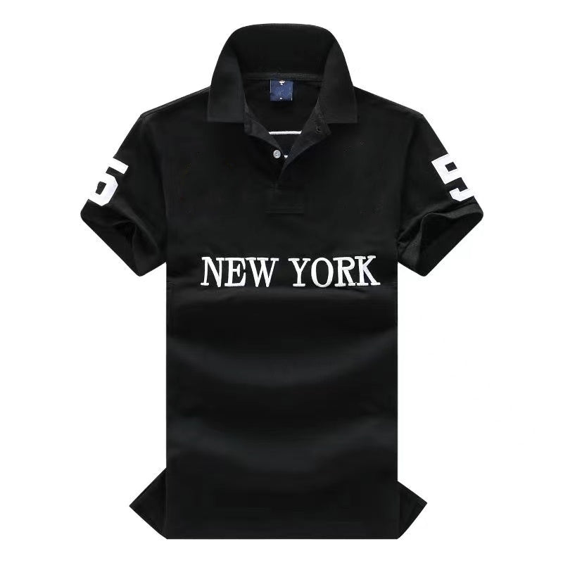 Wholesale 2025 Summer New Shirts European and American Men&#039;s Short Sleeves CasualColorblock Cotton Large Size Embroidered Fashion T-Shirts S-2X