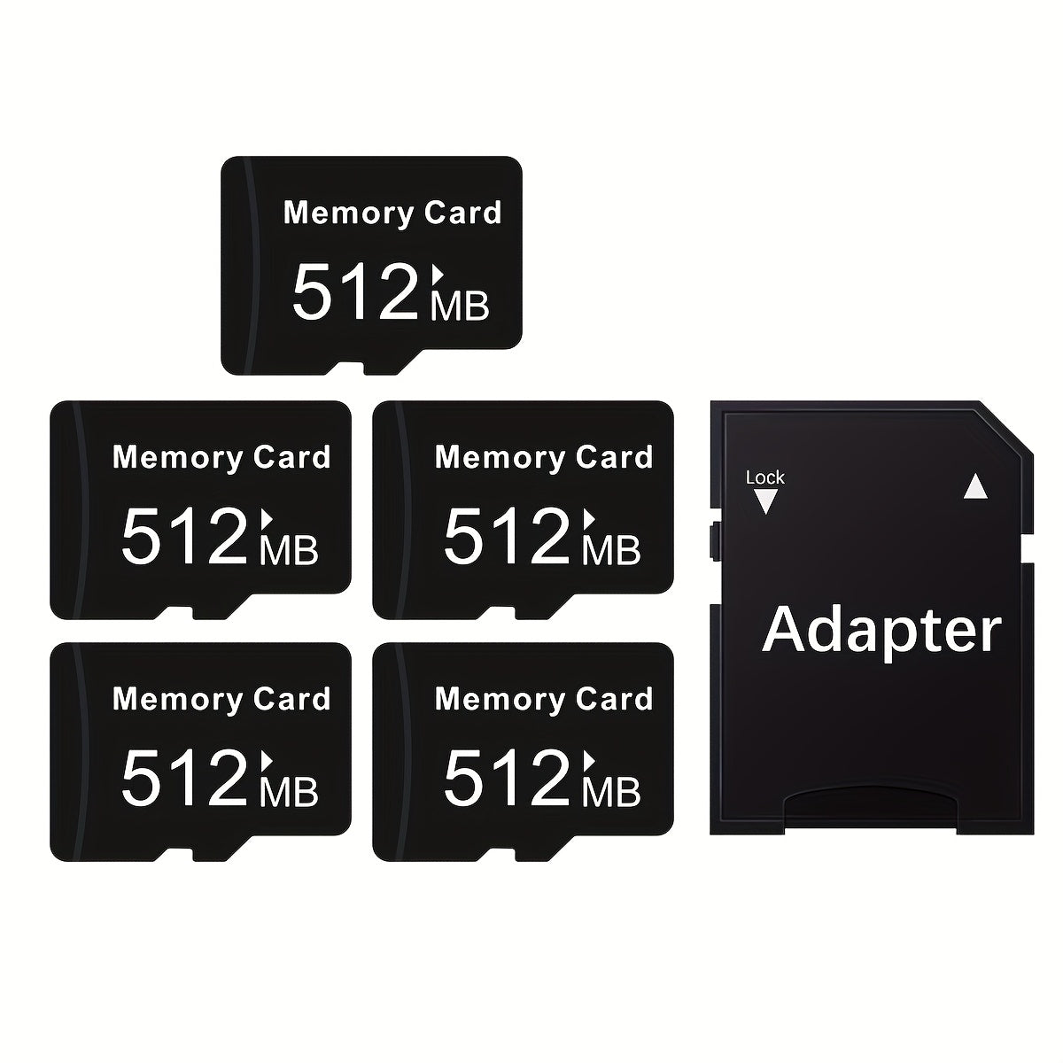 TEMU 5-pack 512mb 128mb Sd-tf Flash Memory Card - Class 4, Secure Compact Size For Phone, Camera, Tablet, Laptop, Car Audio & Game Console, Versatile