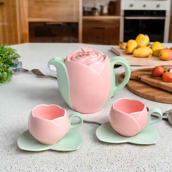 Able wer-shaped Tip Tray Set Perfect for Ceramics gs - Includes 350ML Drink Cups Saucers and Plates - Ideal for SerT250116