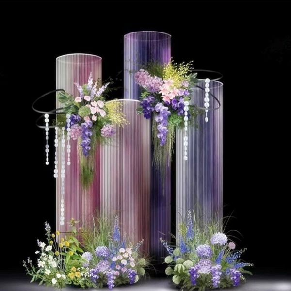 Creative Iron Line Curtain Telescopic Frame Flower Ring Stage Road Cited Stand For Party Event DIY Decoration Wedding Props