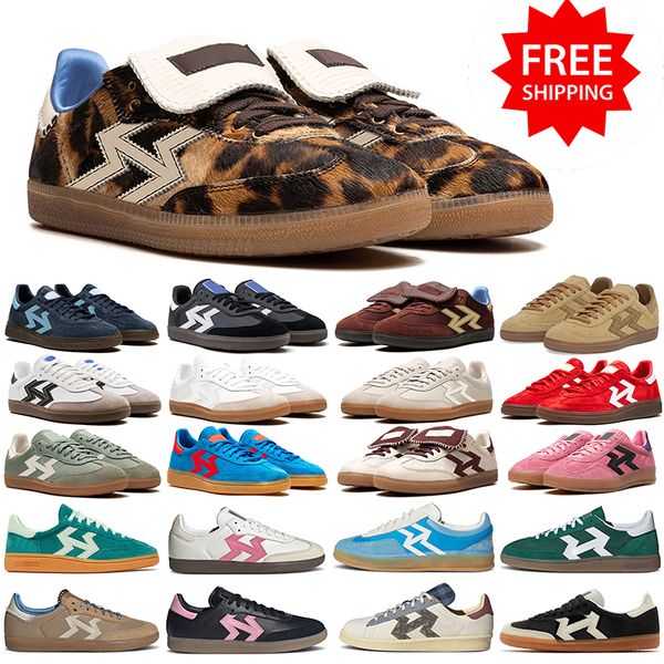 Free shipping men women designer casual shoes handball spezialsneakers platform Black White Gum Leopard Pink suede leather mens trainers out