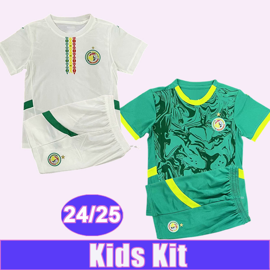 24 25 Senegal Kids Kit Soccer Jerseys National Team DIALLO MENDY SANO MENDY GUEYE CISS MANE NDIAYE KOULIBALY Home Away Football Shirts Child Uniform