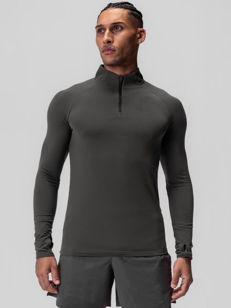 LLL316 Men Running Sports Long Sleeve T-shirt Men&#039;s Style Stand-up Collar Half Zipper Shirt Training Fitness Top Training Elastic Quick