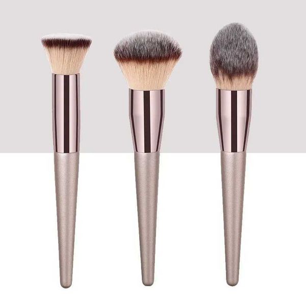 Champagne Color Makeup Brush for Women Face Basic Foundation Flame Cone Powder Flat Head Makeup Brush Tools Cosmetic Brush SetXJ241113