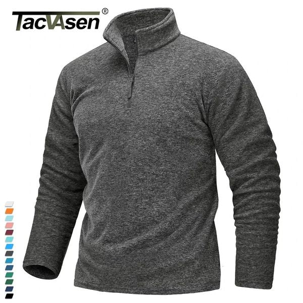 Men&#039;s Sweaters TACVASEN 1-4 Zipper Collar Spring Fleece Sweaters Mens Warm Sweatshirts Breathable Casual Sports Hiking Turtleneck Pullo