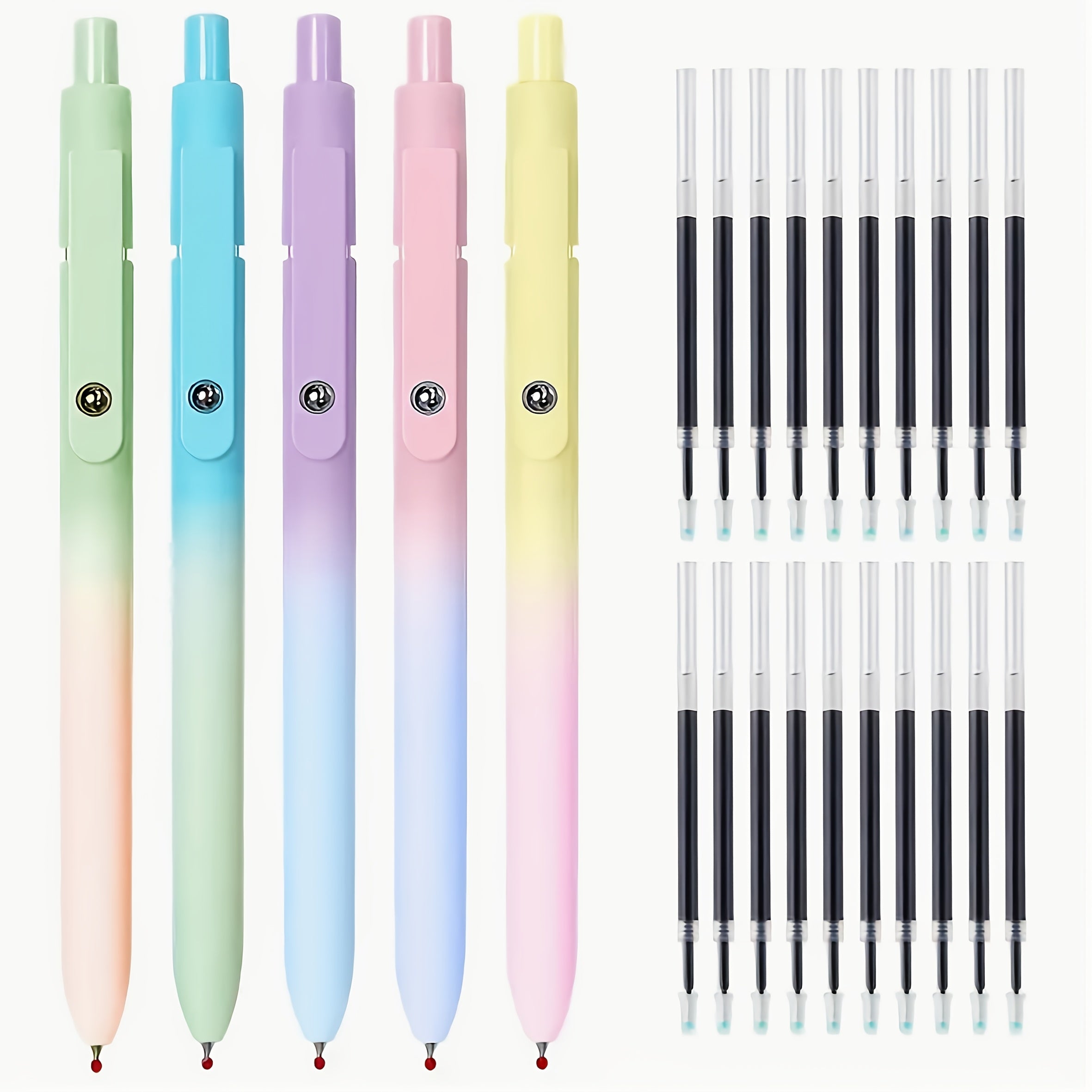 TEMU 5pcs Gel Pens Retractable Quick Ink Pens Fine Point 0.7mm Premium Cute Rolling Writing Pastel Aesthetic Pens For School Office Supplies.