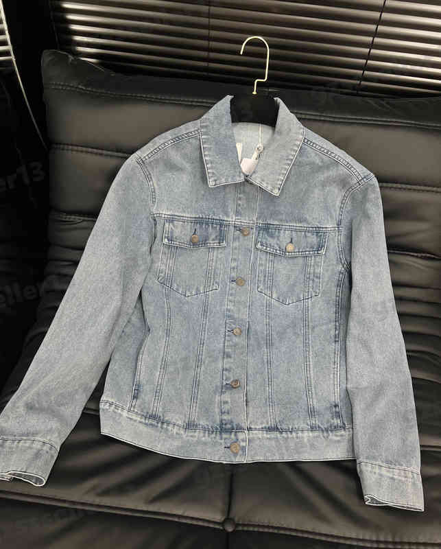 Womens Jacket Letter Logo Print Denim Jacket Fashion Vintage Wash Lapel Button Cardigan Jackets Designer Women Clothing 0912