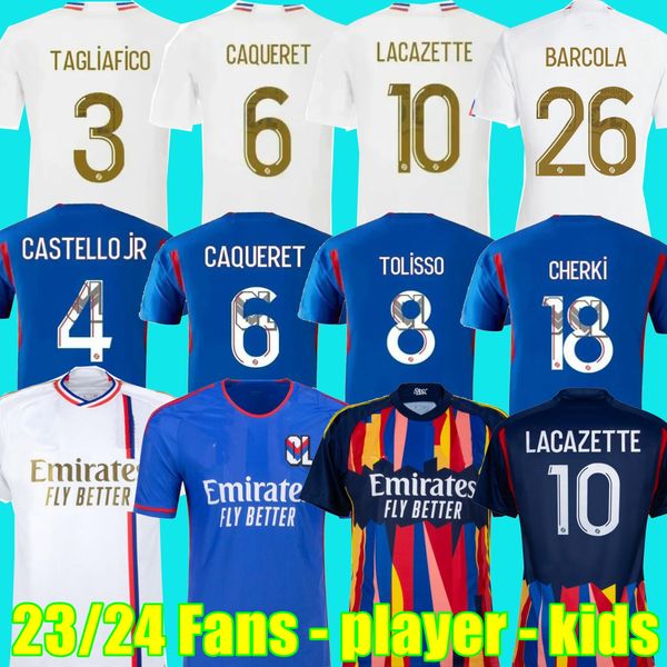 2023 2024 Maillot de foot Soccer JerseyS Lyonnais CAQUERET TOLISSO JEFFINHO OL AOUAR TAGLIAFICO Fans Player football shirts 23 24 TRAORE SAR