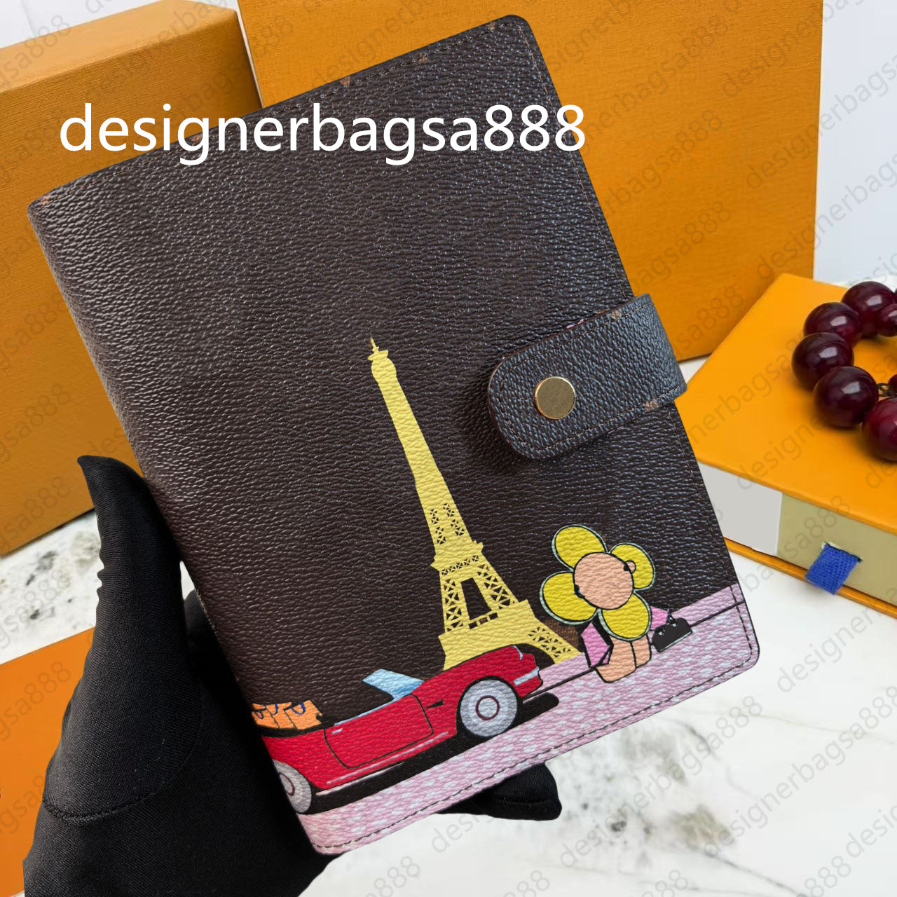 TOP Quality Agenda Holder Case Planner With Box Waterproof Ring Notebook Cover Work Meeting Note Calendar Luxury Designer Wallet Credit Card Case 20