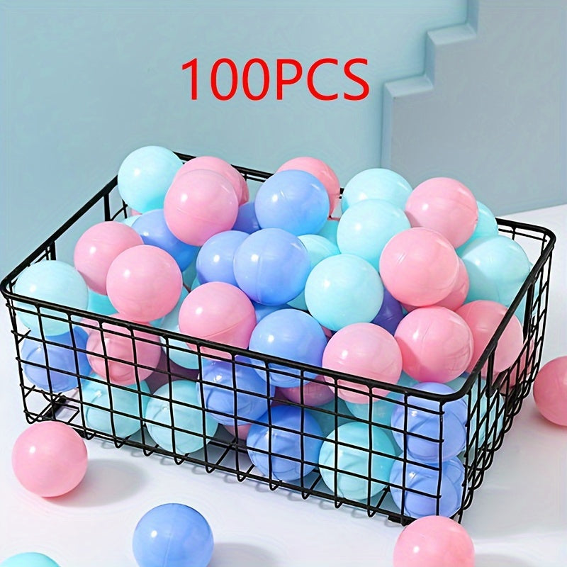 TEMU 100pcs Extra Thick Colorful Ocean Balls - Durable Pe Anti-squeeze Bobo Balls, Birthday Party & Pool Games, Pastel Macaron Hues