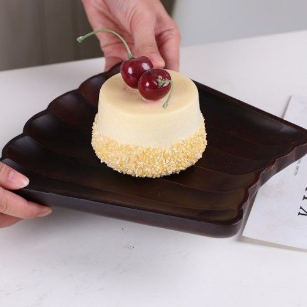 wood plate for food Creative Design Small Wood Serving Tray dish appetizer hotel restaurant shell shape soy sauce dish