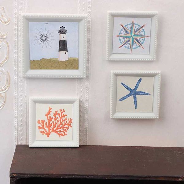 1-12 Dollhouse Mini Photo Painting Mural Wall Picture Dollhouse Home Decoration Dolls House Furniture Accessories Y240808