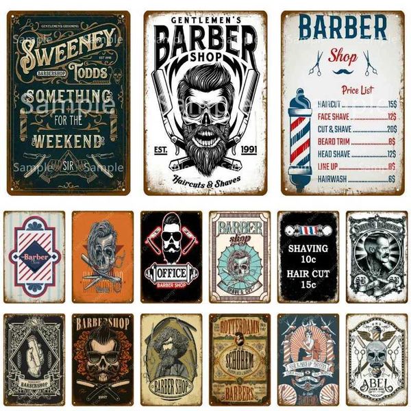 Vintage Barber Shop Metal Signs Shaving Hair Cut Poster Cafe Bar Pub Retro Plaque Haircut and Shave Beard Iron Plates YL002 Y240803