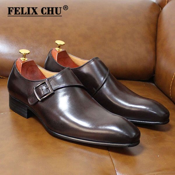 Genuine Leather Monk Strap Dress Shoes for Men - Classic Office Business Formal dh5727163