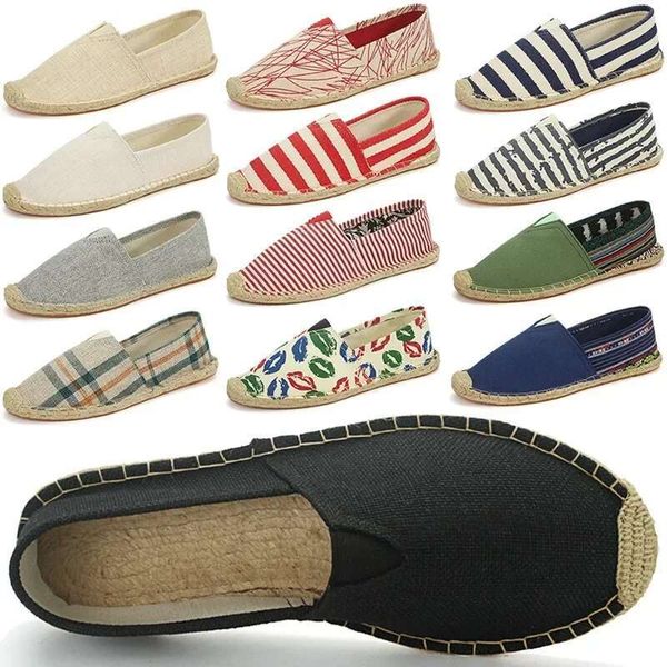 2024 Summer Autumn Men Canvas Breathable Men&#039;s Casual Slip-On Hemp Shoes Graffiti Espadrilles Women Footwear Flats