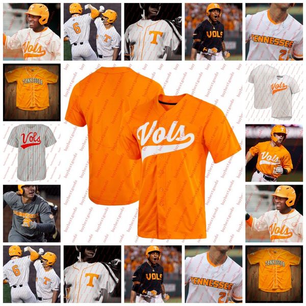 Custom NCAA Tennessee Volunteers Baseball Jersey Mark McLaughlin Elijah Pleasants 26 Jason Rackers 20 Connor Housley Zander Sechrist Jake Fi
