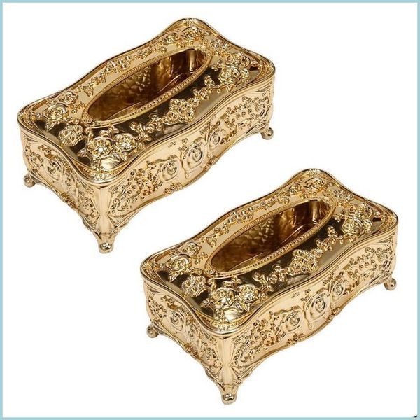 Tissue Boxes Napkins 2X Gold Acrylic Box El Restaurant Napkin Holder Household Drop Delivery 2021 Home Garden Kitchen Packing2010 Dhrgl