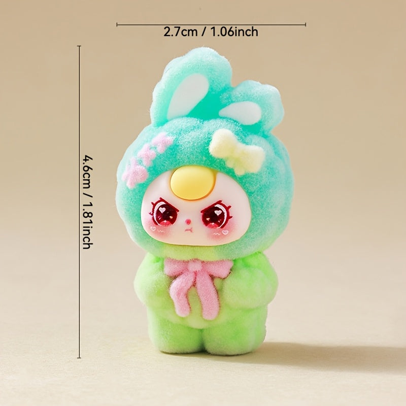 TEMU Cute 3d Plush Doll With Pastel Colors - Soft Fluffy Texture, Compact Desktop & Car Decor Ornament, Random Color Delivery