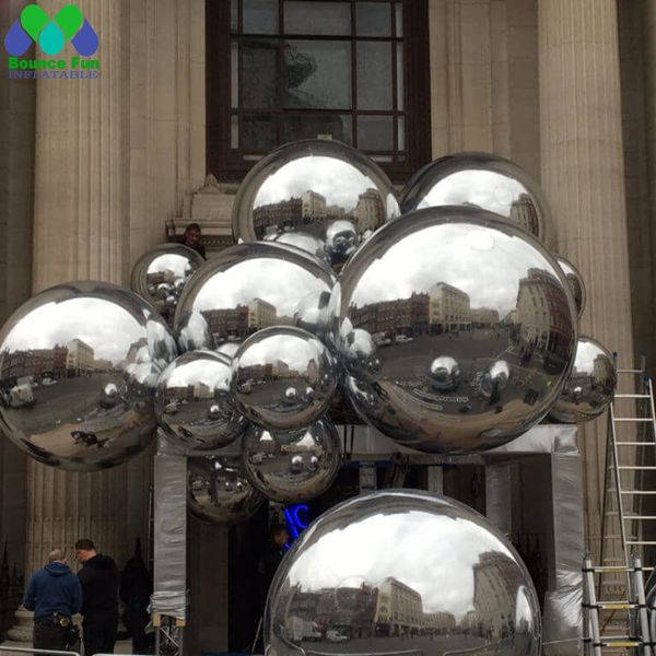wholesale Attractive Silver Reflective Giant Inflatable Mirror Ball Decoration Outdoor Inflatable Mirror Spheres Hanging Balloon For Party A