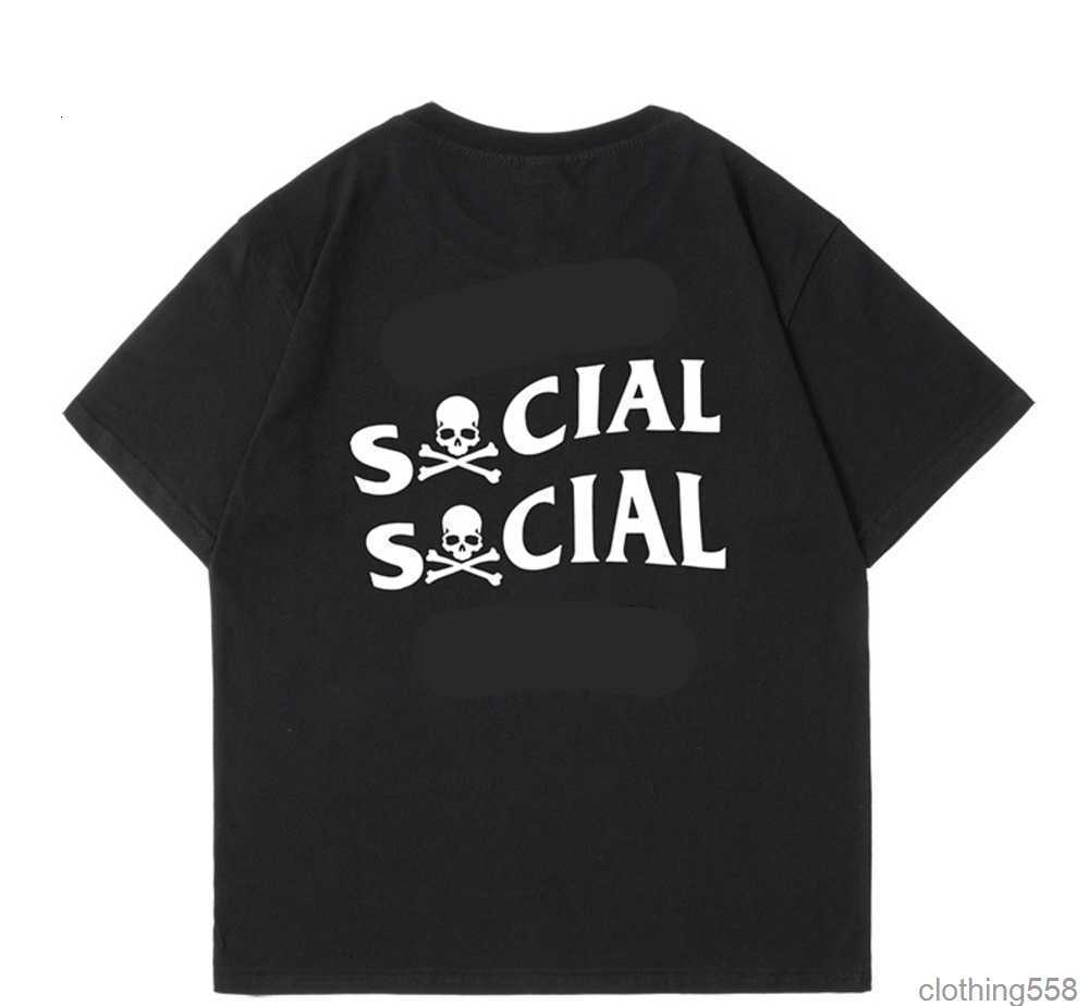 Boys t Shirts Cool Fashion Skull Letters Print Cotton T-shirts Men Women Anti Social Club Designer Luxury Brand Motion Current