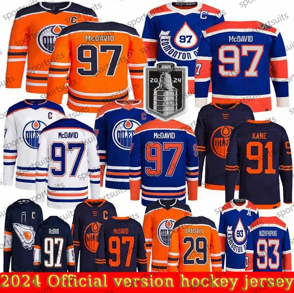 2024 Stanley Cup Final #97 Connor McDavid hockey jersey #29 Leon Draisaitl Wayne Gretzky Evander Kane Nugent-Hopkins Zach Hyman Mattias Ekho