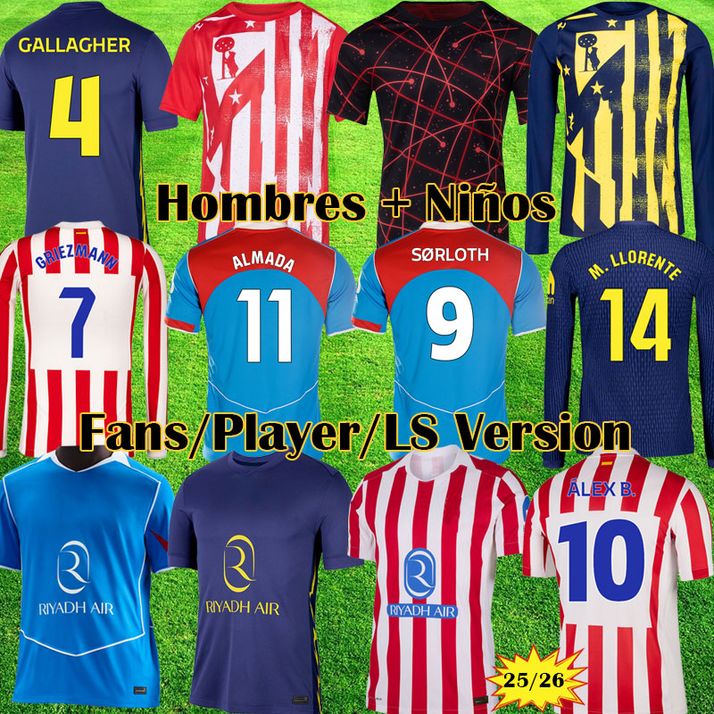 Atleticose soccer jerseys Madrids GRIEZMANN 25 26 LLORENTE KOKE ALEX BAENA ALMADA ATM football shirt men kids kit sets uniforms ALVAREZ 2025 2026 Ga
