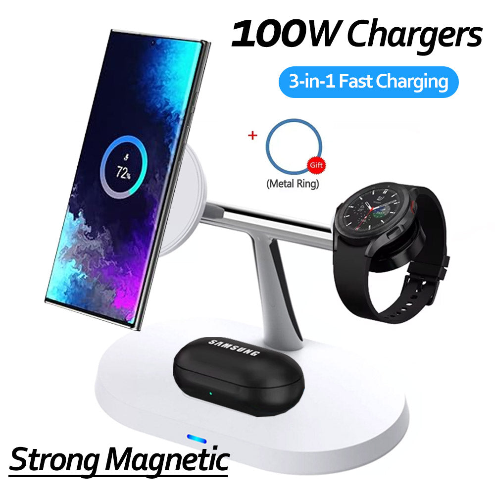 Magnetic 3-IN-1 Wireless Charger Phone Charge Dock For Samsung S25 S24 S23 Galaxy Watch 7 6 5 4 3 2 Buds2-3-3 Pro Quick Charging
