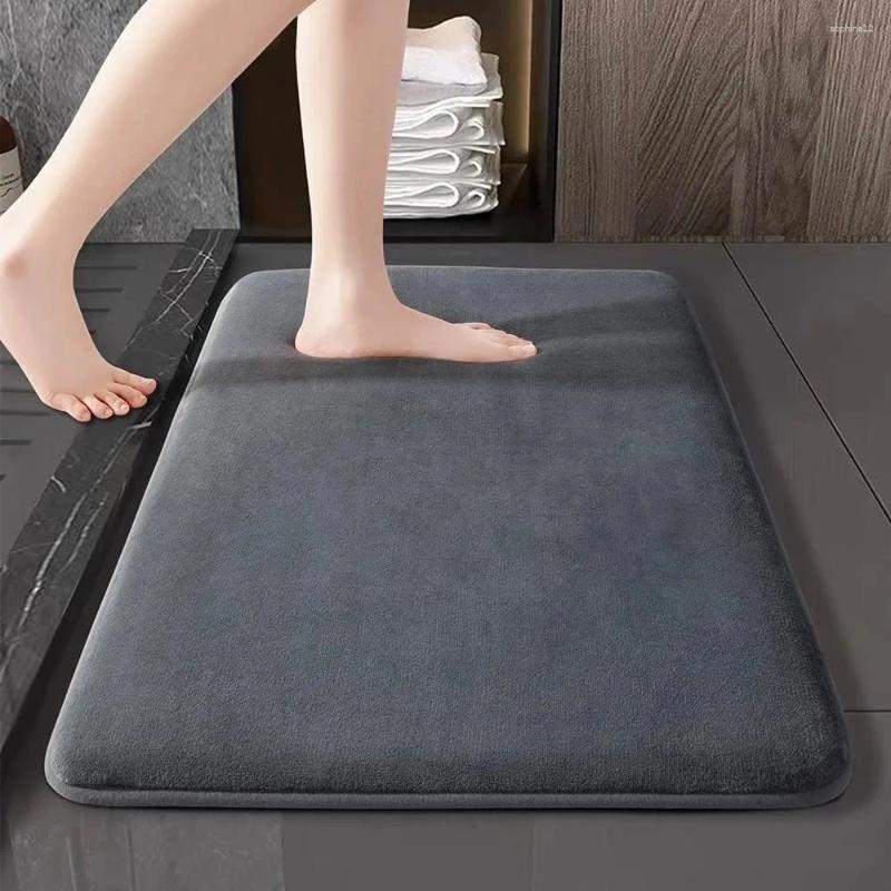 Bath Mats Solid Color Bathroom Mat Floor Door Household Non Slip Foot Coral Velvet Absorbent Quick Drying