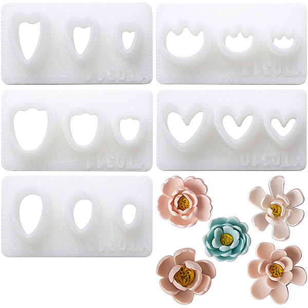 5Pcs 5 Styles Petal Resin Clay Cutters