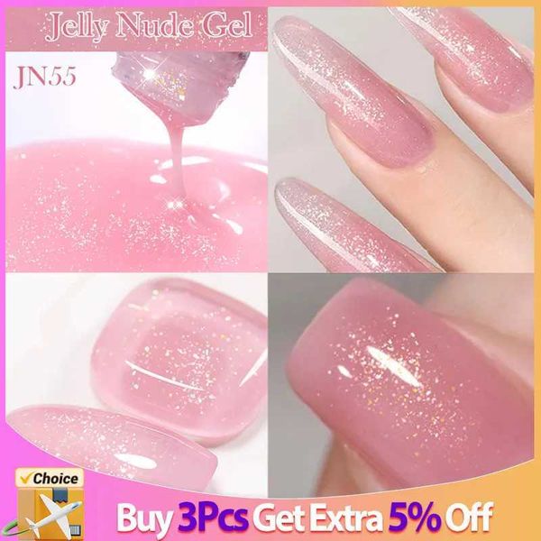 BORN PRETTY 10ml Glitter Pink Nude Jelly Nail Gel Polish Varnis Semi-permanent Sheer Translucent UV LED Soak Off Gel PolishM240814