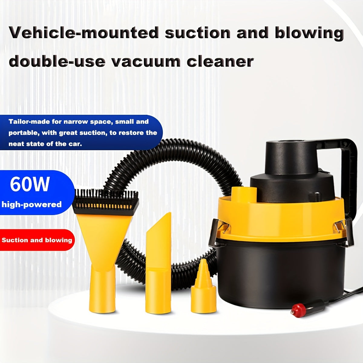 TEMU Vehicle Mounted Suction And Blowing Bucket Vacuum Cleaner Car Portable Multi Function Tool Cylinder Style Large Capacity Vacuum Cleaner