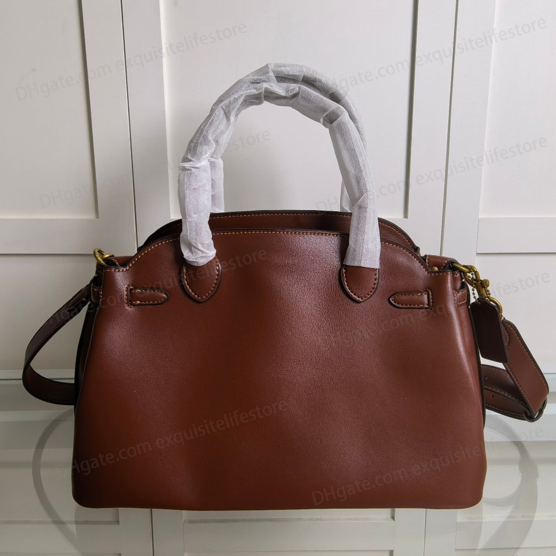 Large Capacity Soft Empire Shoulder Bag Luxury Designer Natural Grain Leather Crossbody Bag Fabric Lining Handbag Detachable Strap Clutch Bag Snap P