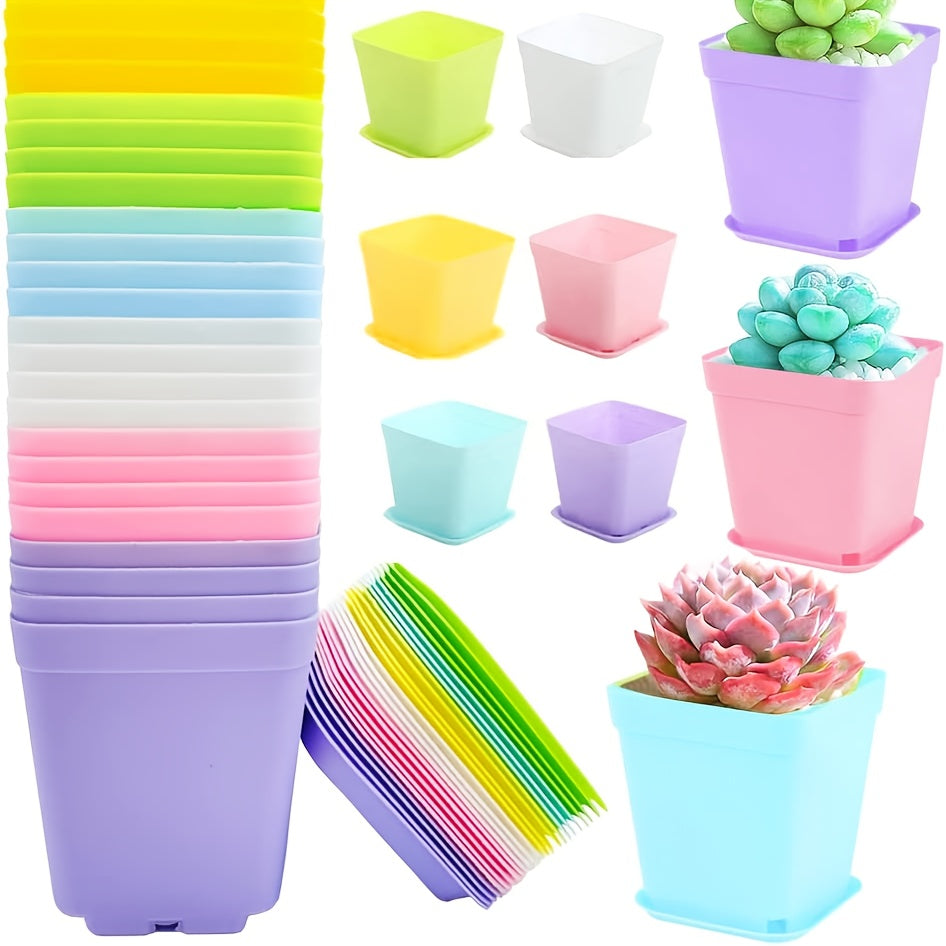 TEMU 40pcs-80pcs Plastic Flower Pots, Seedling Pots For Succulent And Flower Planting With Trays, Suitable For Garden, Room, Office, Balcony Decor,