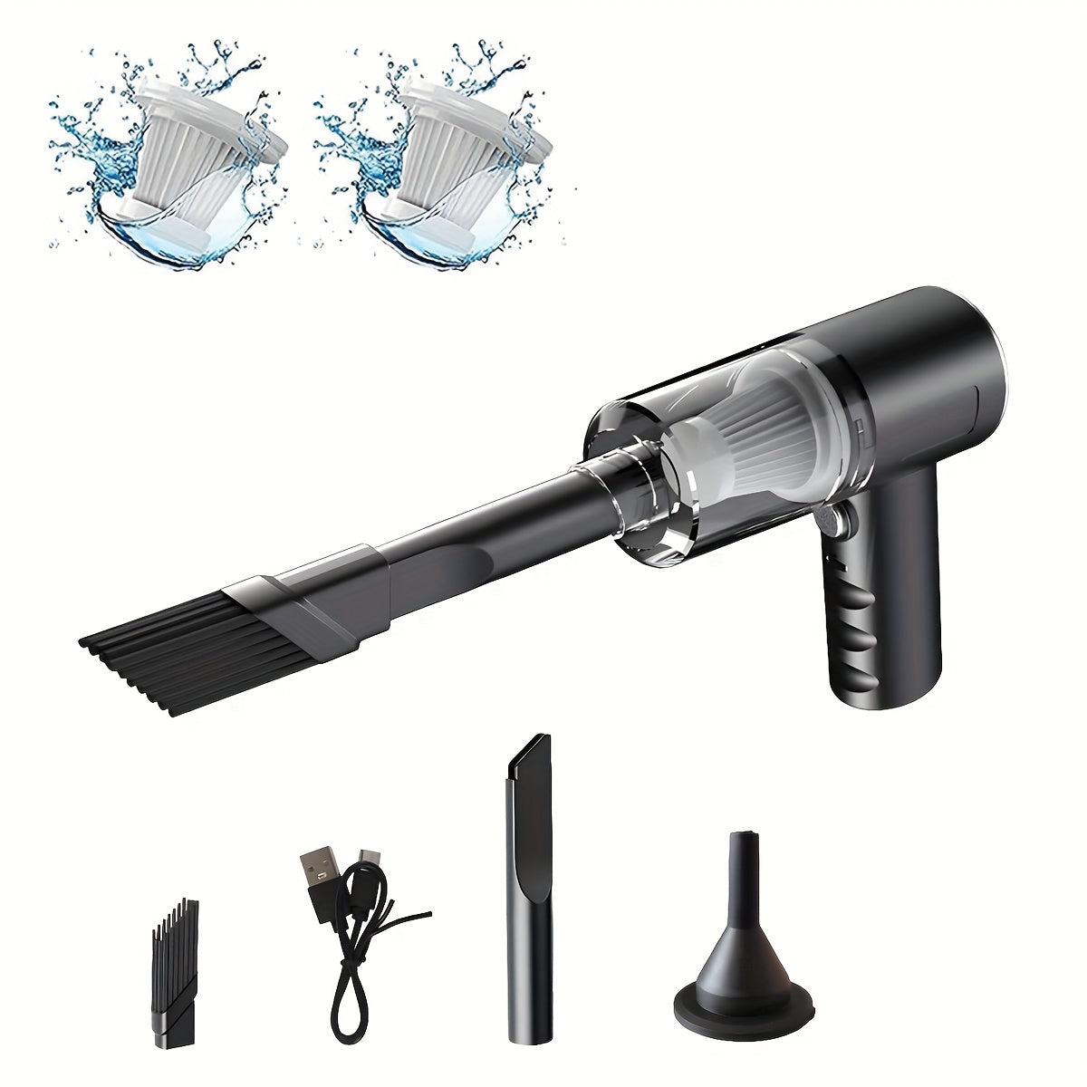 TEMU Mini Portable Wireless Handheld Vacuum Cleaner With 2 Washable Filters, Cyclone Suction Wireless Vacuum Cleaner, Suction Suitable For