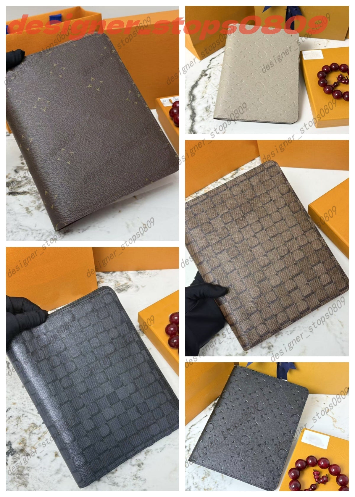 Luxury Large DESK RING AGENDA COVER Holders Business Notebook Diary Protective Case Card Holder Wallet Desktop Designers Notepad With Box Diamond pa