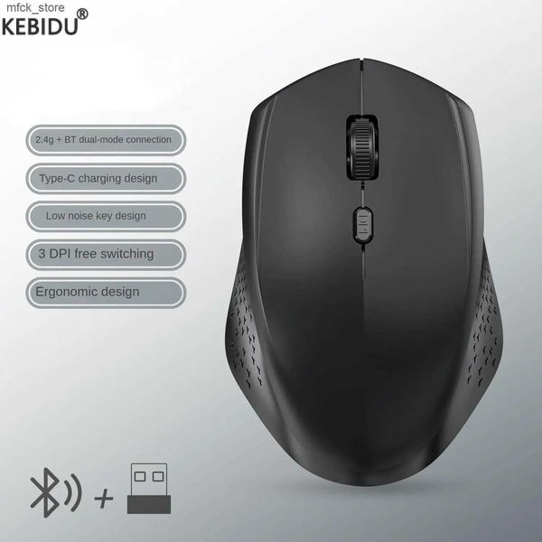 Rechargeable Bluetooth Wireless Computer 1600DPI Silent Mice with 2.4GHz USB Receiver for PC MacBook Tablet Laptop Mouse J241220